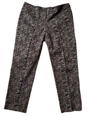 J Jill Black & Taupe Paisley Cropped Pants Size 12 36 X 27”
